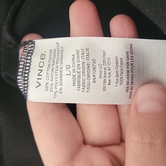 Vince Women’s Black Draped Twist Neck Long Sleeve Top Open Back Modern L - Picture 7 of 8